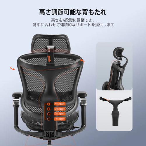 【新品】 C300 PRO オフィスチェア SIHOO メッシュ ホワイト フットレスト付き