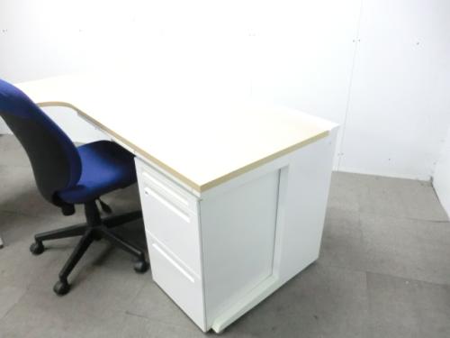 日本オフィス家具メーカー贅沢3点セット / 【中古】 L型デスク・ワゴン・OAチェア