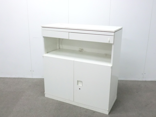 オカムラ/レクトライン/ホワイト/【中古】キッチンキャビネッ