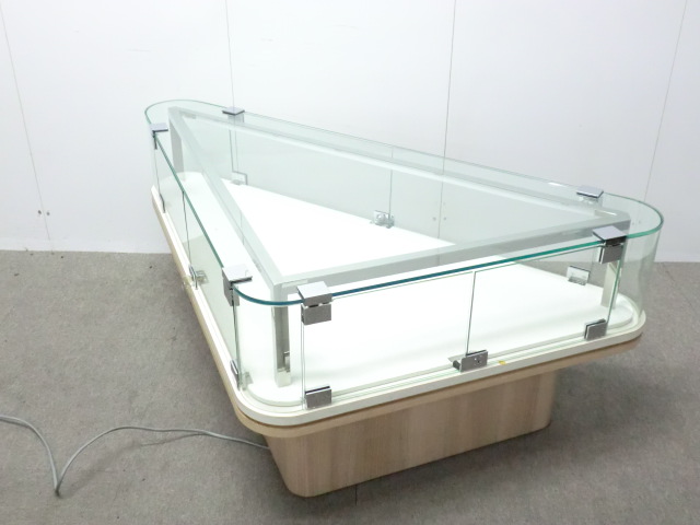 ガラスケース / 木目調 / 【中古】 電灯付き