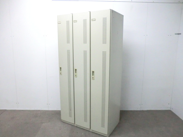 生興 / ニューグレー / 【中古】 ３人用ロッカー