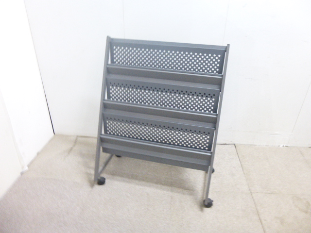 シルバー/カタログスタンド/キャスター付き/【中古】