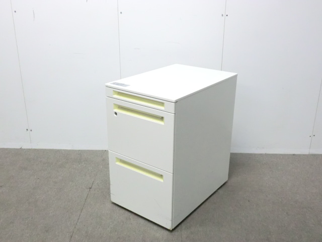 オカムラ/プロユニット /ホワイト / 【中古】 3段ワゴン