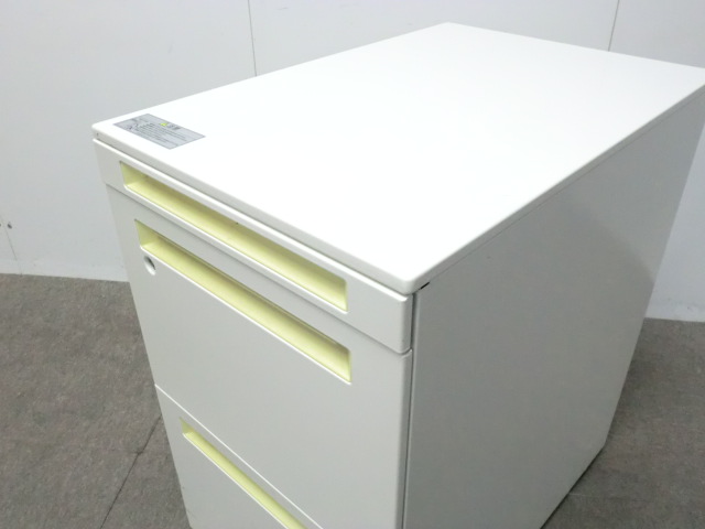 オカムラ/プロユニット /ホワイト / 【中古】 3段ワゴン