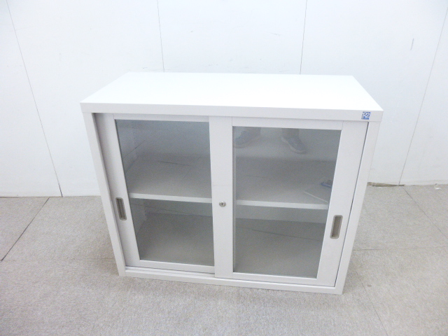 コクヨ/ニューグレー/ガラス引違キャビネット/【中古】