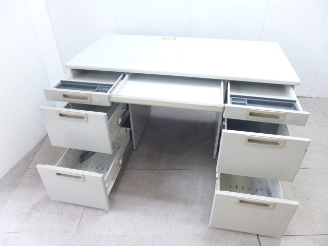 プラス/ニューグレー/両袖デスク/【中古】