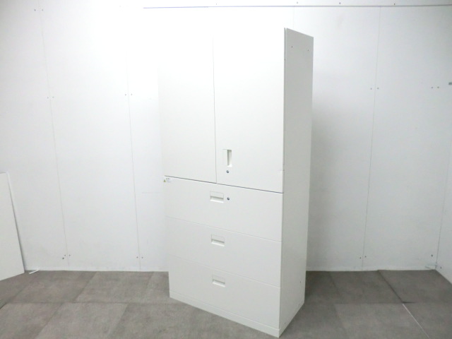 イトーキ / eS / ホワイト / 【中古】 上下連結書庫