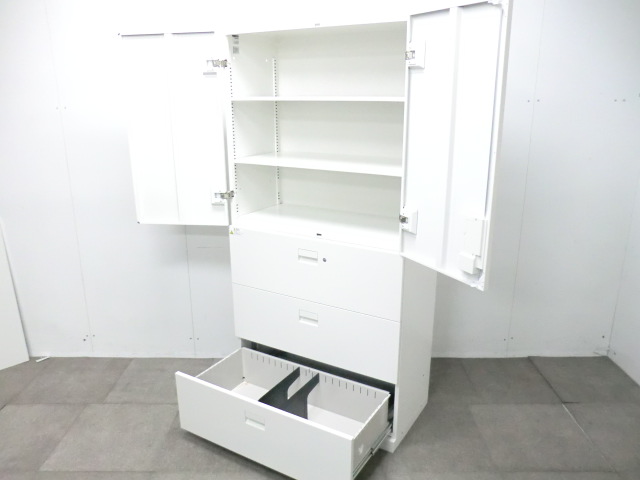イトーキ / eS / ホワイト / 【中古】 上下連結書庫