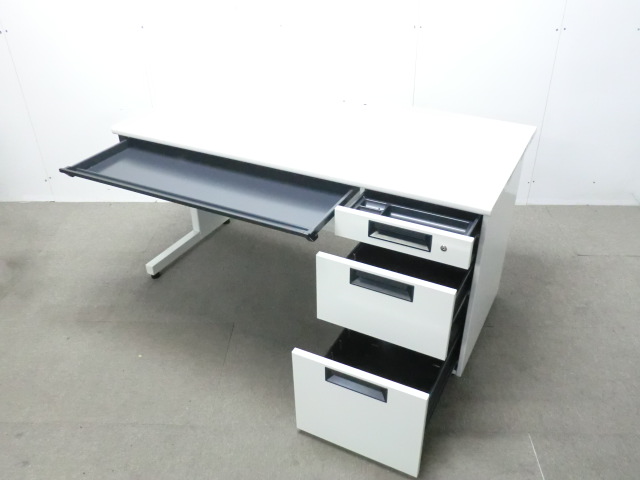 プラス/フラットライン/ ホワイト / 【中古】 片袖デスク