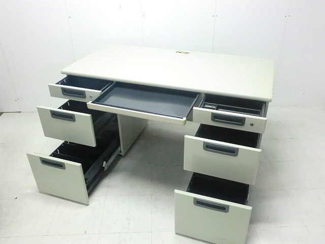 プラス / LA / ニューグレー / 【中古】 両袖デスク