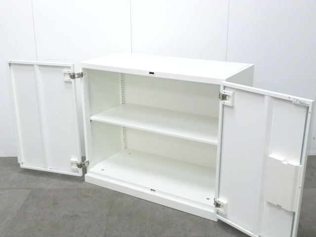 オカムラ/レクトライン/ホワイト/【中古】両開きキャビネット