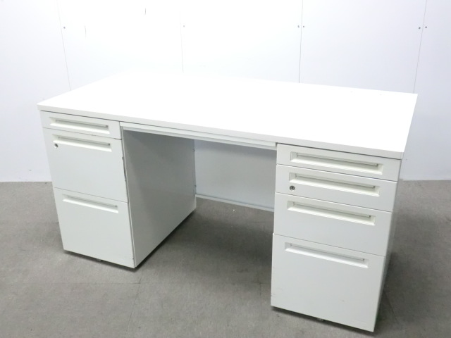 オカムラ/アドバンス / ホワイト / 【中古】 両袖デスク