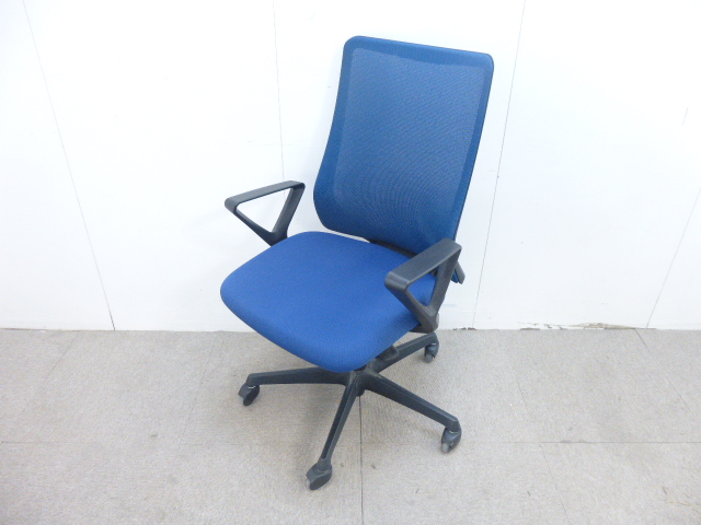 オカムラ/フルーエント/ブルー/ゴム輪/OAチェア/肘有/