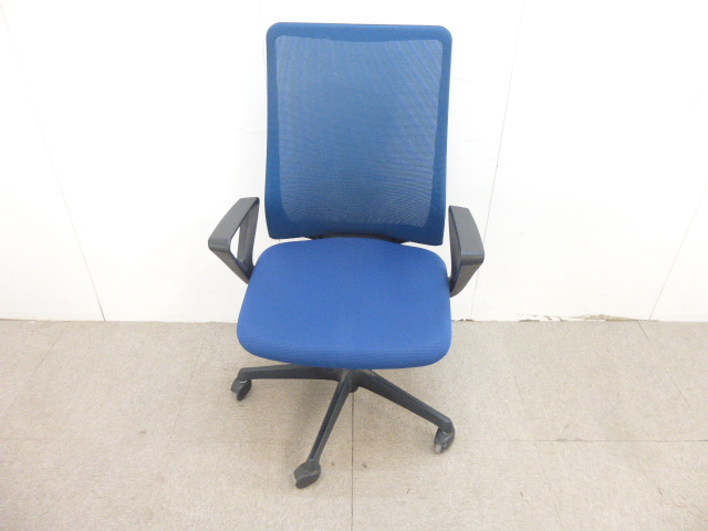 オカムラ/フルーエント/ブルー/ゴム輪/OAチェア/肘有/