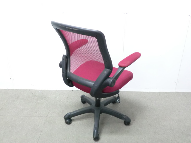 OAチェア / レッド / 【中古】 肘有