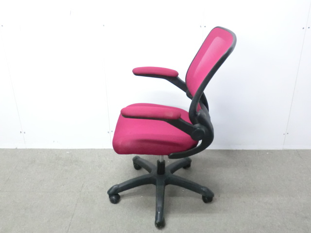 OAチェア / レッド / 【中古】 肘有