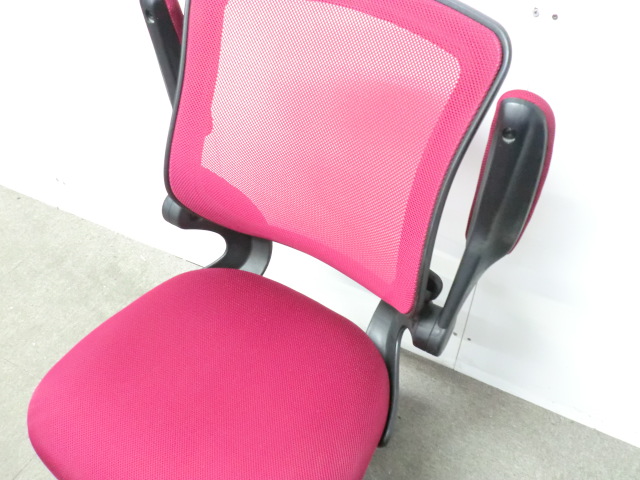 OAチェア / レッド / 【中古】 肘有