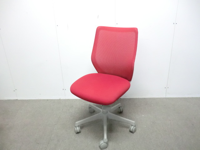 オカムラ/CG-M/ レッド / 【中古】 OAチェア肘無し