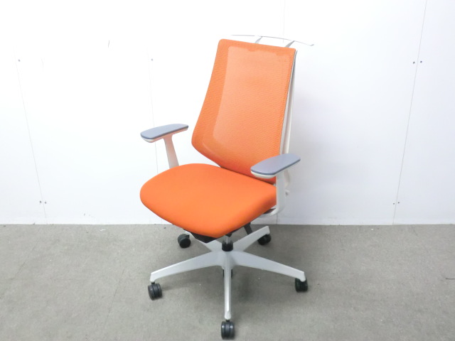 コクヨ/デュオラ / オレンジ / 【中古】 OAチェア肘有