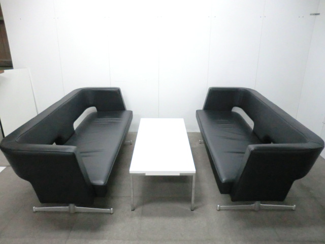 応接３点セット / ブラック / 【中古】