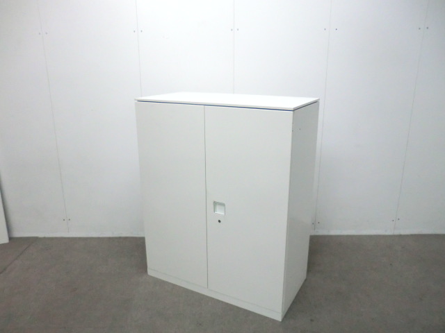 オカムラ/レクトライン/ホワイト/【中古】両開きキャビネット
