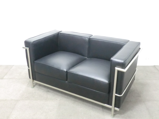 ２人掛けソファ / ブラック / 【中古】