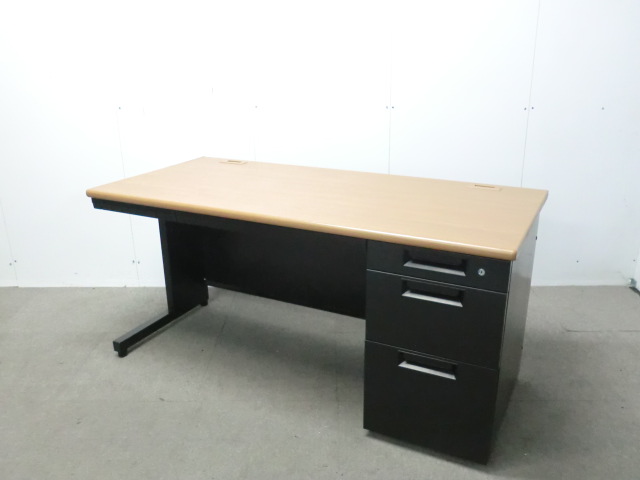 プラス / LEED / 木目調 / 【中古】 片袖デスク