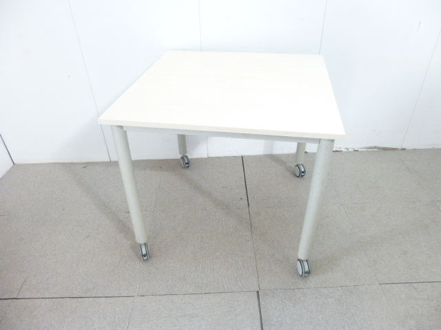 木目調/会議テーブル/キャスター付き/【中古】