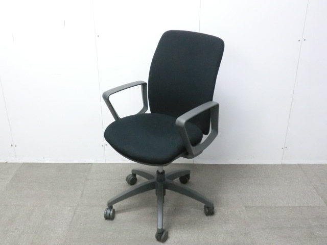 OAチェア / ブラック / 【中古】 肘有