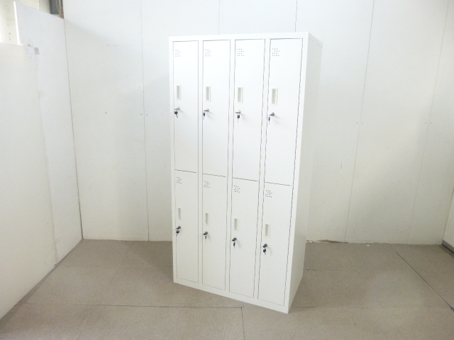 ホワイト/8人用ロッカー/【中古】