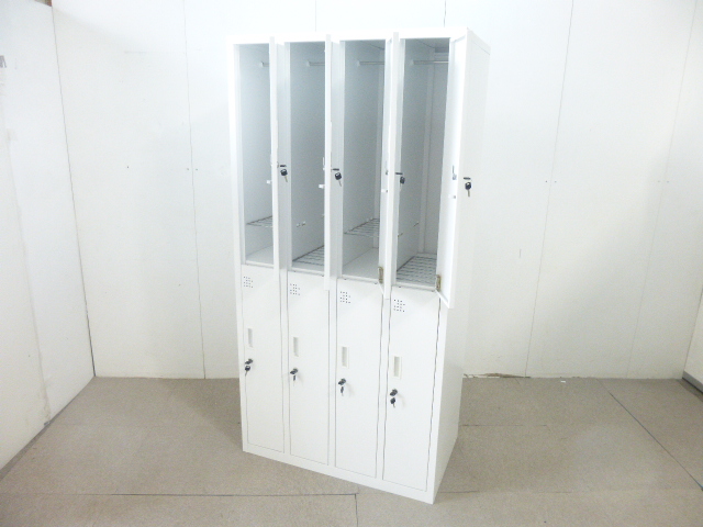 ホワイト/8人用ロッカー/【中古】
