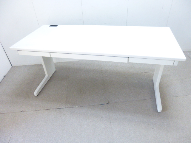生興/ホワイト/LCS-167/平デスク/【中古】