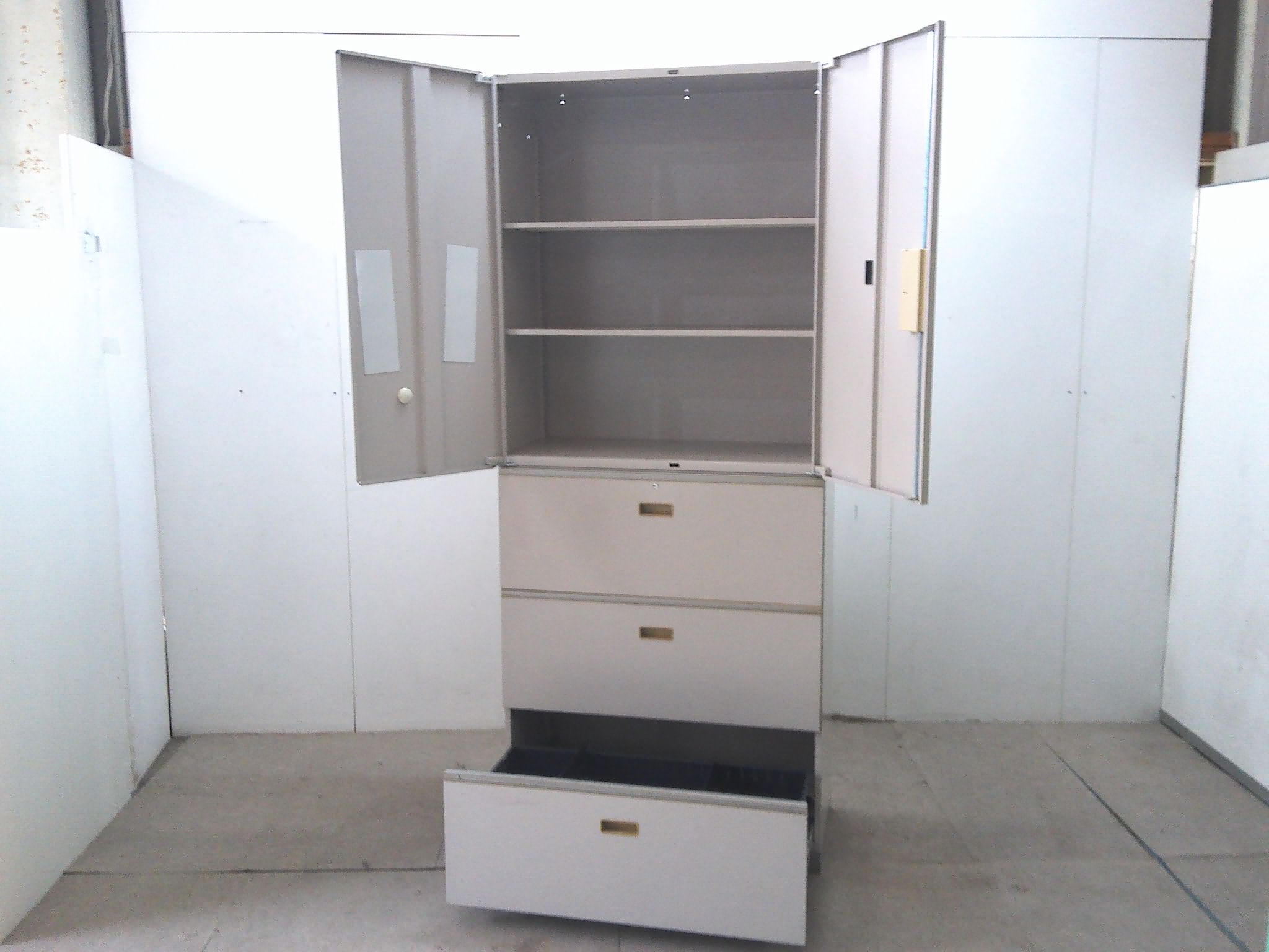 イトーキ/ニューグレー/シンライン/上下連結キャビネット/