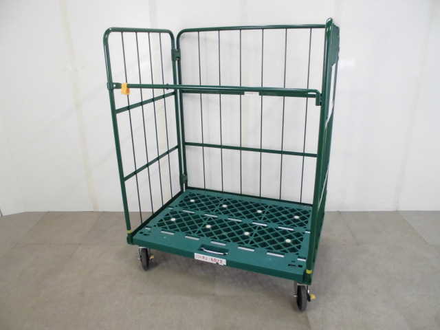 カゴ台車 / 4輪自在 / 積載質量500kg / グリーン