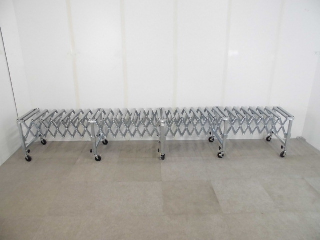 ローラーコンベア / キャスター付き / シルバー