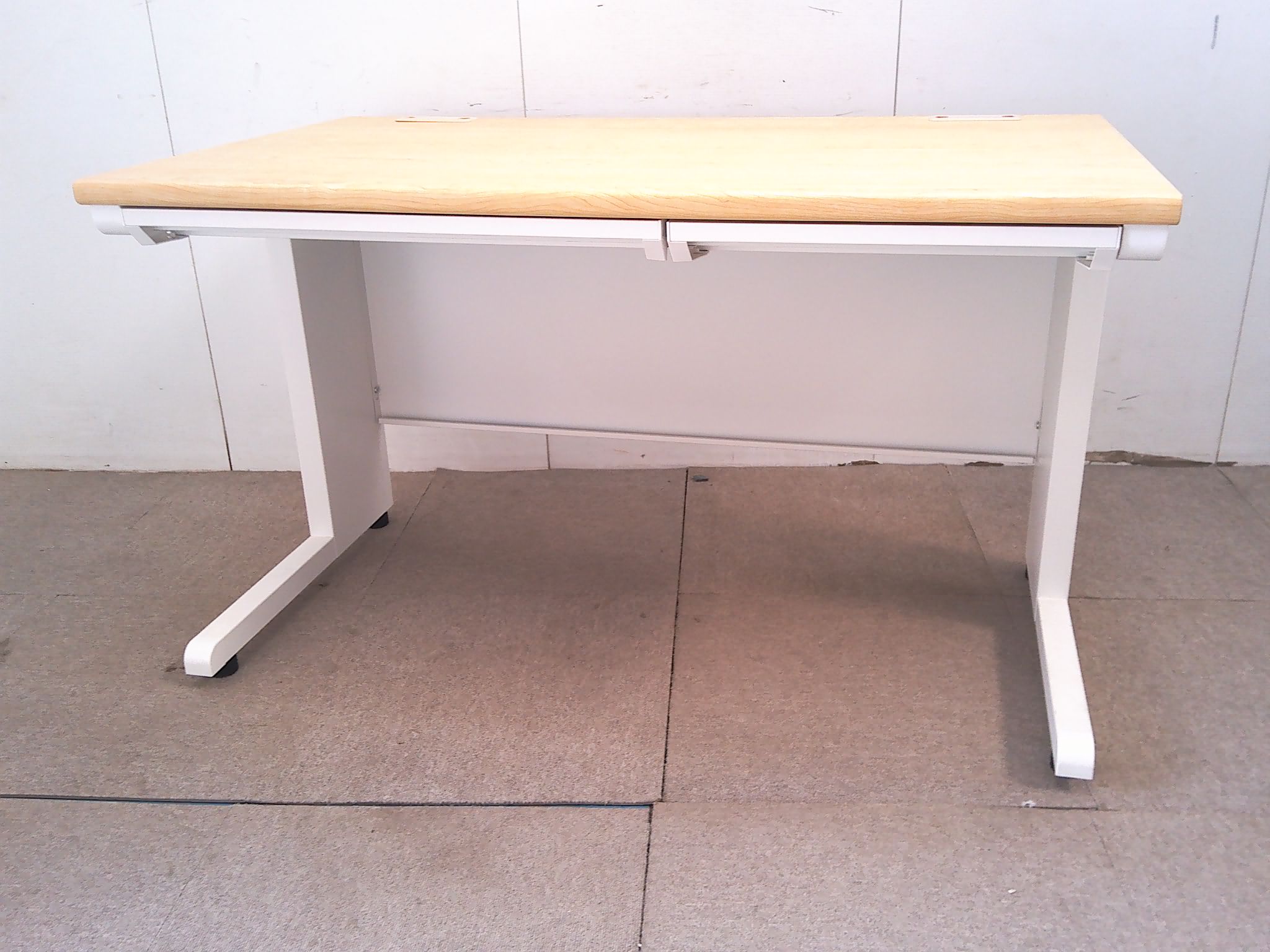 木目調/平デスク/【中古】