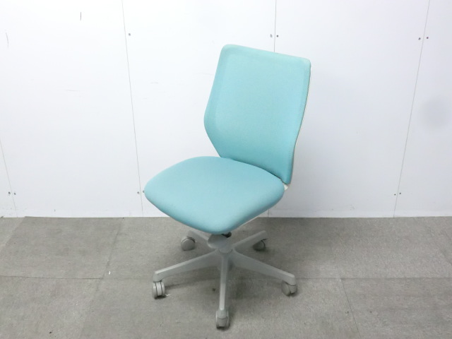 オカムラ/CG-M/ライトブルー/【中古】 ＯＡチェア肘無し