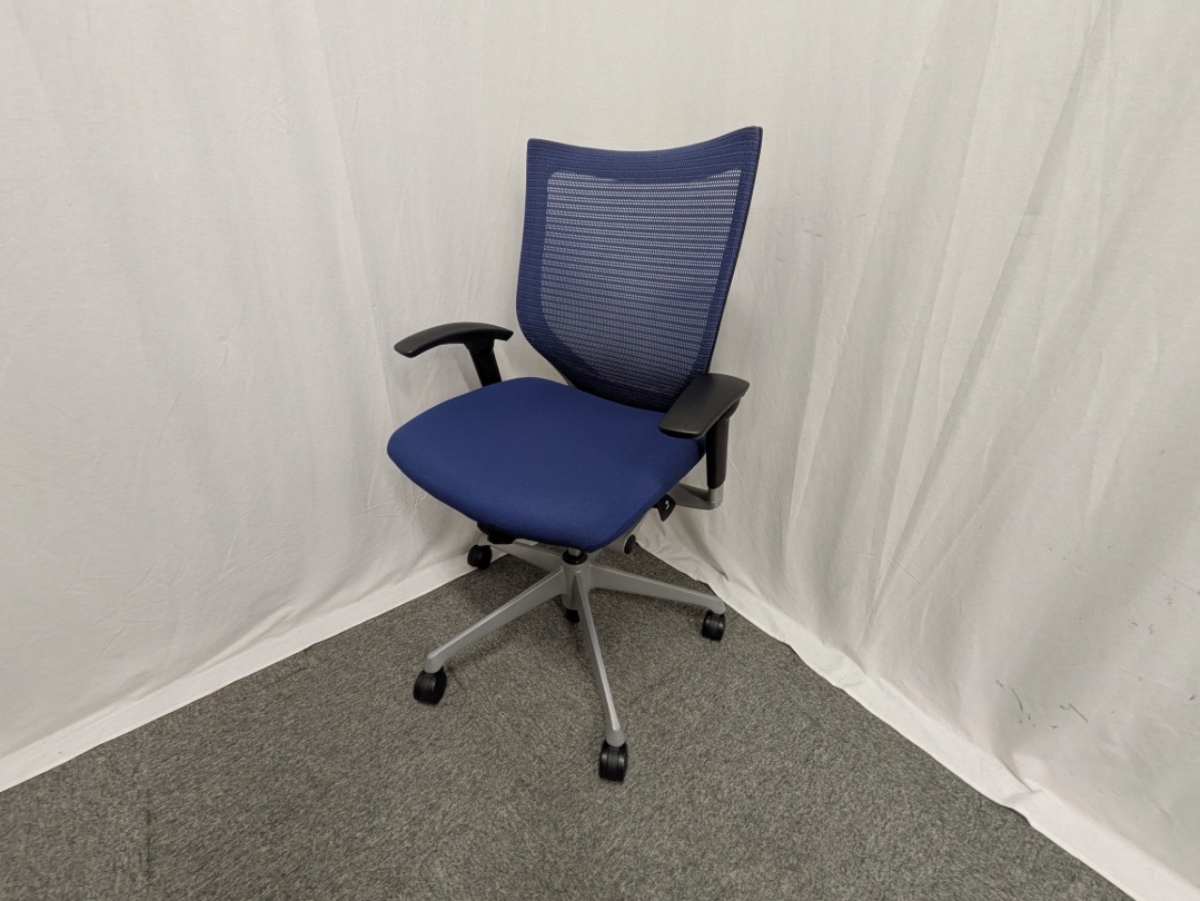 オカムラ バロン ブルー 【中古】 OAチェア肘有