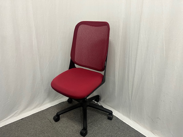 ライオン / レッド / ライド No3565F 【中古】OAチェア肘無し