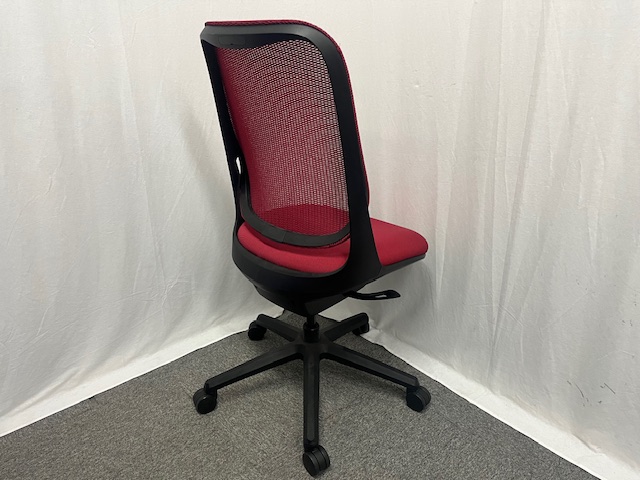 ライオン / レッド / ライド No3565F 【中古】OAチェア肘無し