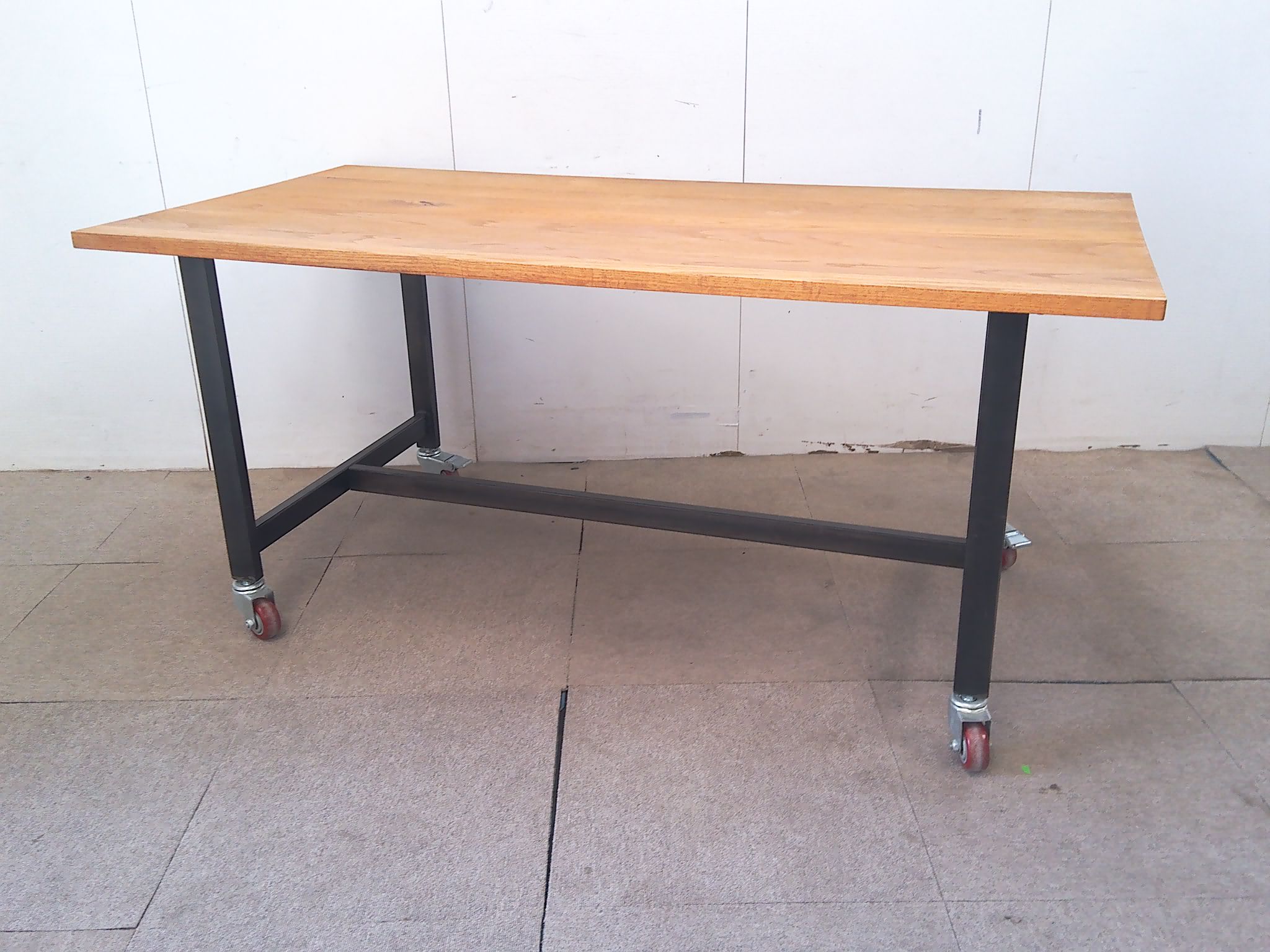 木目調/会議テーブル/キャスター付き/