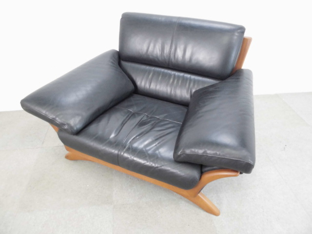 1人掛けソファ/ブラック/【中古】