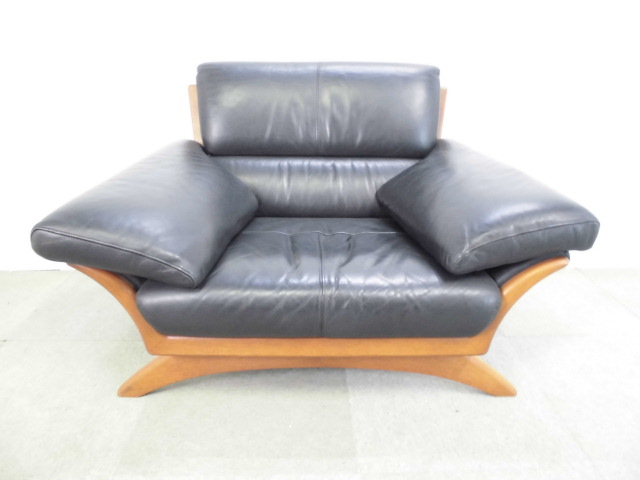 1人掛けソファ/ブラック/【中古】