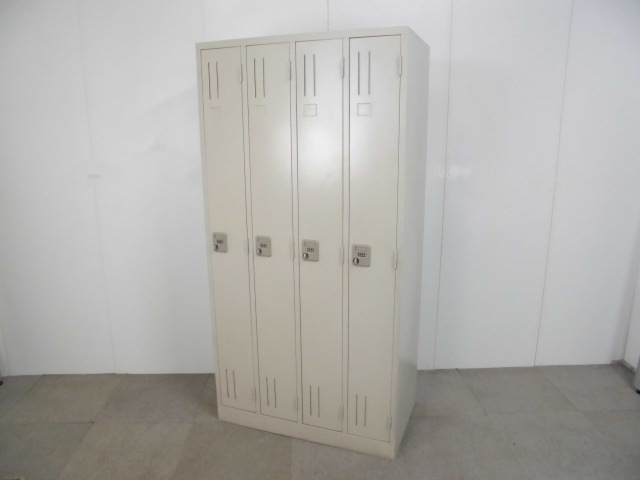 4人用ロッカー/ダイヤル式/ニューグレー/【中古】