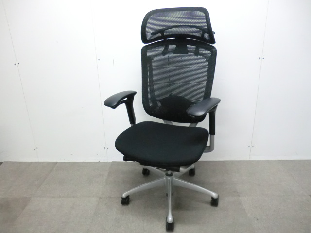 オカムラ/コンテッサ/ブラック【中古】OAチェア肘あり