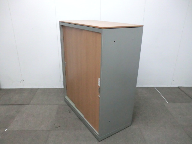 オカムラ / レクトライン / 木目調 【中古】 引違い書庫