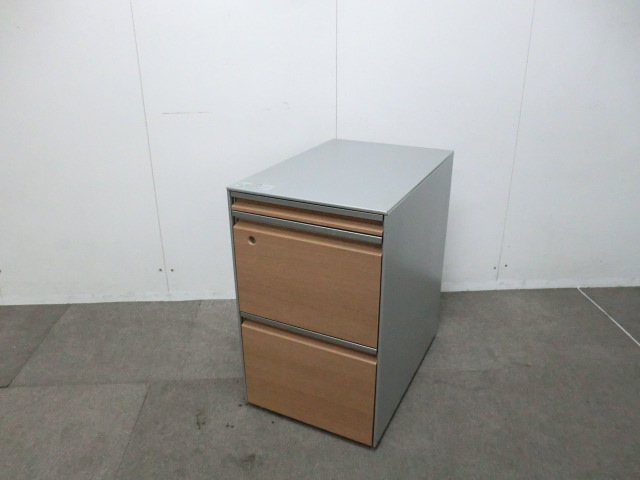 オカムラ / 木目調 【中古】 3段ワゴン