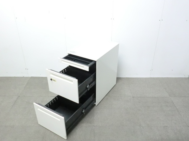 オカムラ/プロユニット/ ホワイト / 【中古】 3段ワゴン