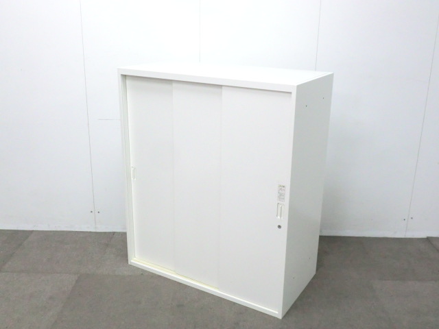 オカムラ/レクトライン / ホワイト / 【中古】 引戸書庫