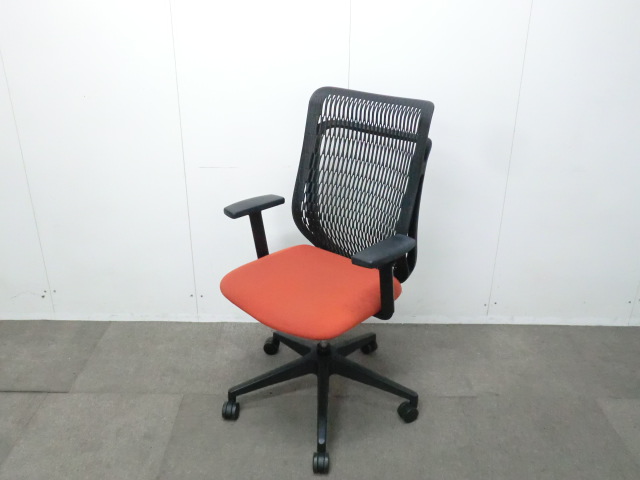 ウチダ / AJ / オレンジ / 【中古】 OAチェア肘有